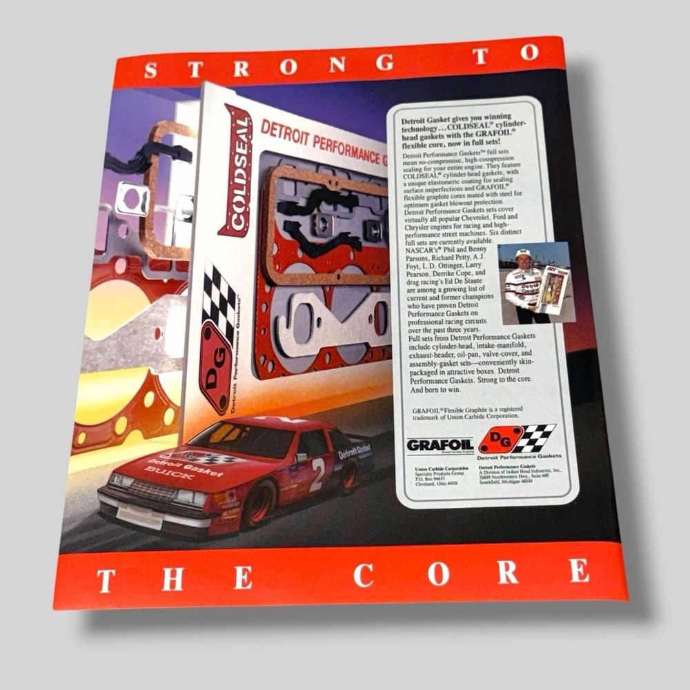 1989 Detroit Gasket Strong to the Core NASCAR Original Vintage Ad AF